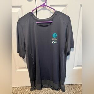 Lululemon Charcoal Tee with Aqua Logo